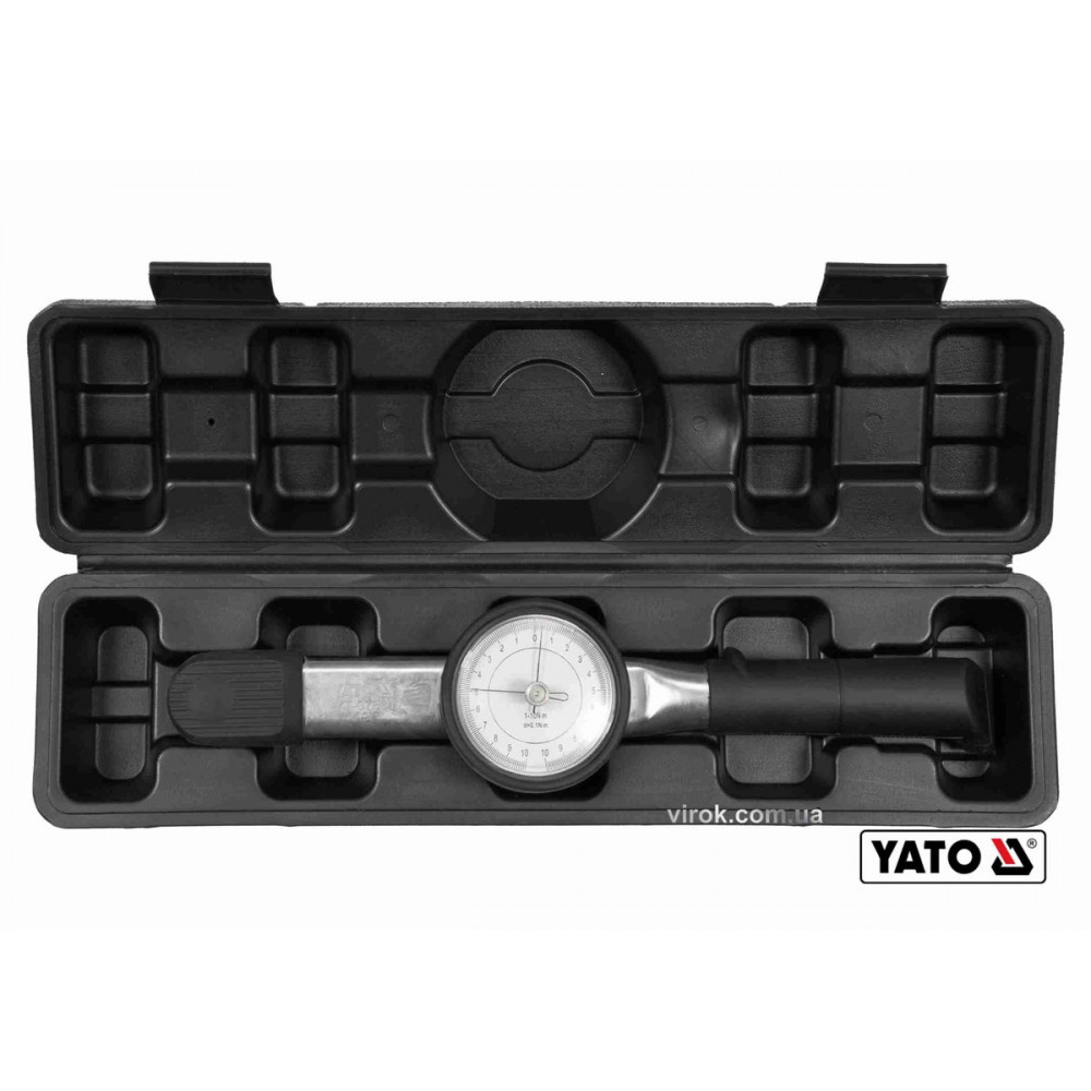 Ключ динамометричний YATO : квадрат 1/4", F= 1- 10 Нм зі стрілочно циферблатною шкалою YT-07831