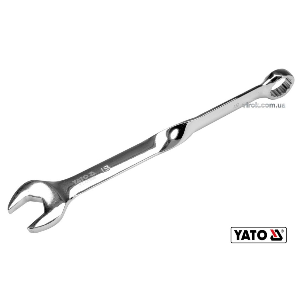 Ключ ріжково-накидний, кручений 90° YATO : М= 19 x 259 мм, Cr-V YT-01858