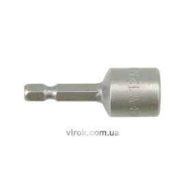 Насадка торцева магнітна 6-гранна YATO : HEX M12 x 48 мм, HEX Ø= 1/4" [Блістер] [100/200]