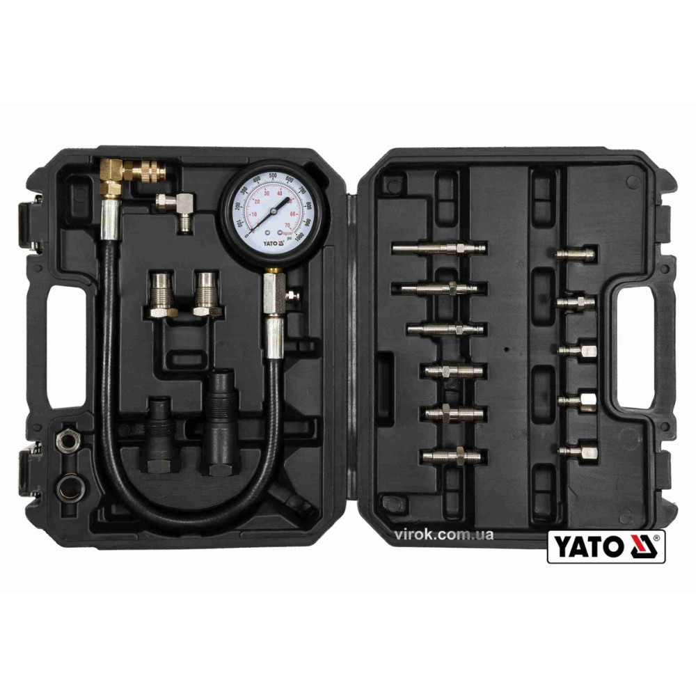 Компресометр для дизельних двигунів YATO : 7 МПа, з спорядженням, 19 шт + кейс [10]