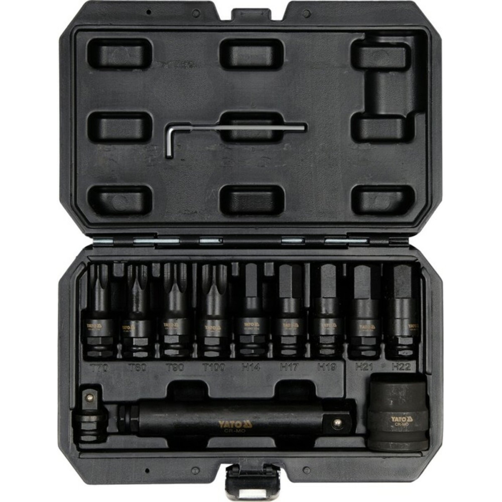 Набір насадок викруткових ударних YATO : TORX/HEX до квадратів 1/2", 3/4", 12 елем.. [5]