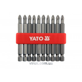 Насадки викруткові YATO : "Philips" PН2 x 75 мм. HEX 1/4". 10 шт  [25/200]