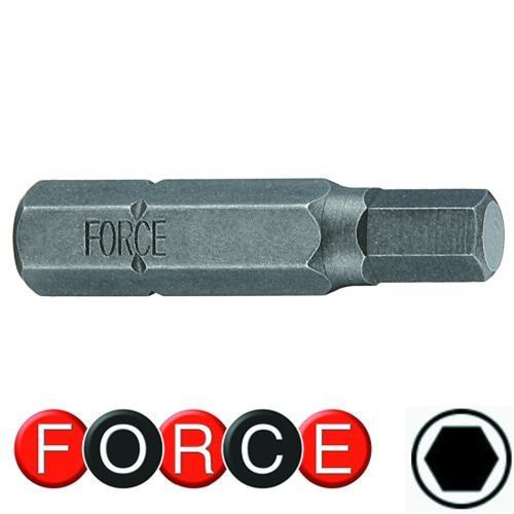 1/4" Бита шестигранная (HEX) 2.5 мм, L=25 мм (FORCE 12425025)