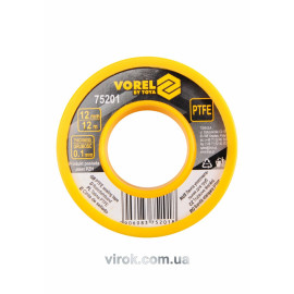 Фум - стрічка VOREL тефлонова ущільнююча, l= 12 м, b= 12 мм, h= 0,1мм [250/1000]