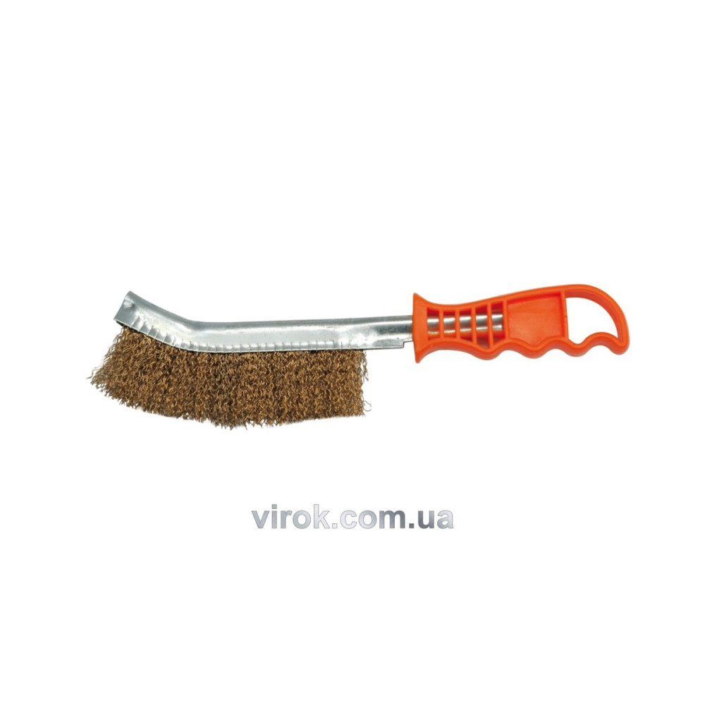 Щітка дротяна ручна VOREL : латунний дріт, пластикова ручка [25/100]
