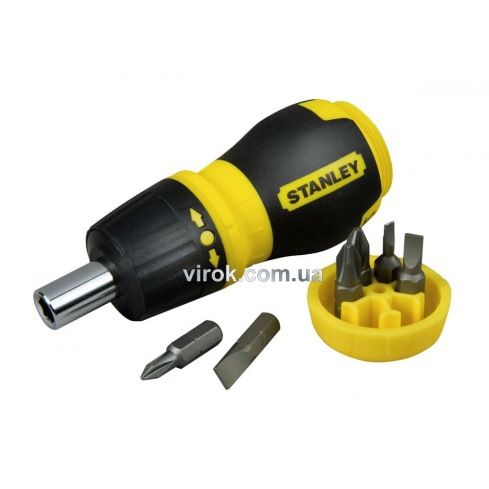 Викрутка реверсивна STANLEY "Multibit Stubby" : магнітний тримач, насадки 6 (Компл .7 Шт.)