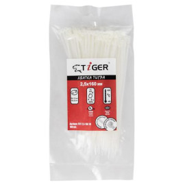 Хомут пластиковый Tiger ТСТ W2.5 х 160 100шт/уп белый (ТСТ W2.5 х 160)