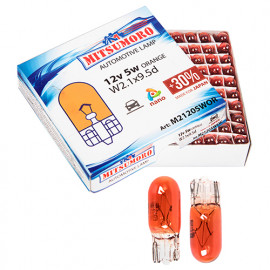 Автолампа MITSUMORO WY5W 12 v 5w W2.1x9.5d ORANGE (габариты, номер. знак, повтор. поворот) (M21205WOR)