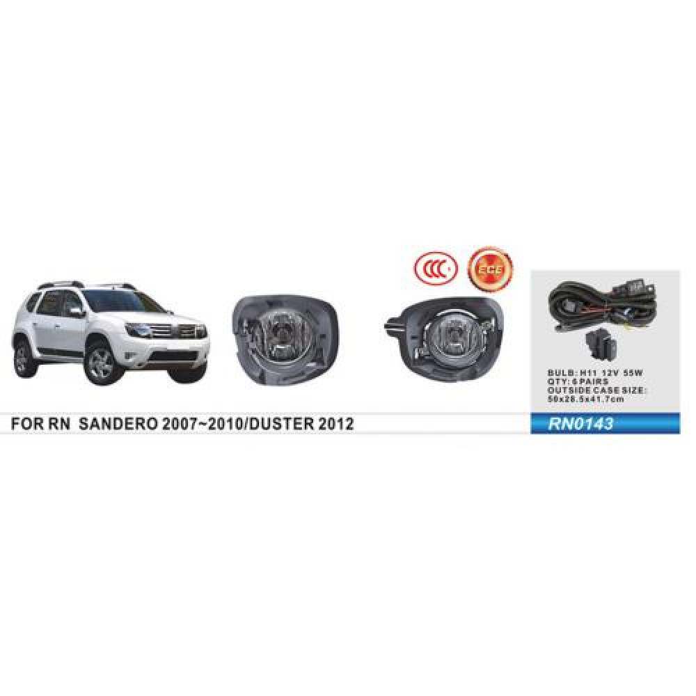 Фары доп.модель Renault Duster 2010-15/Sandero 2007-10/RN0143/H11-12V55W/эл.проводка