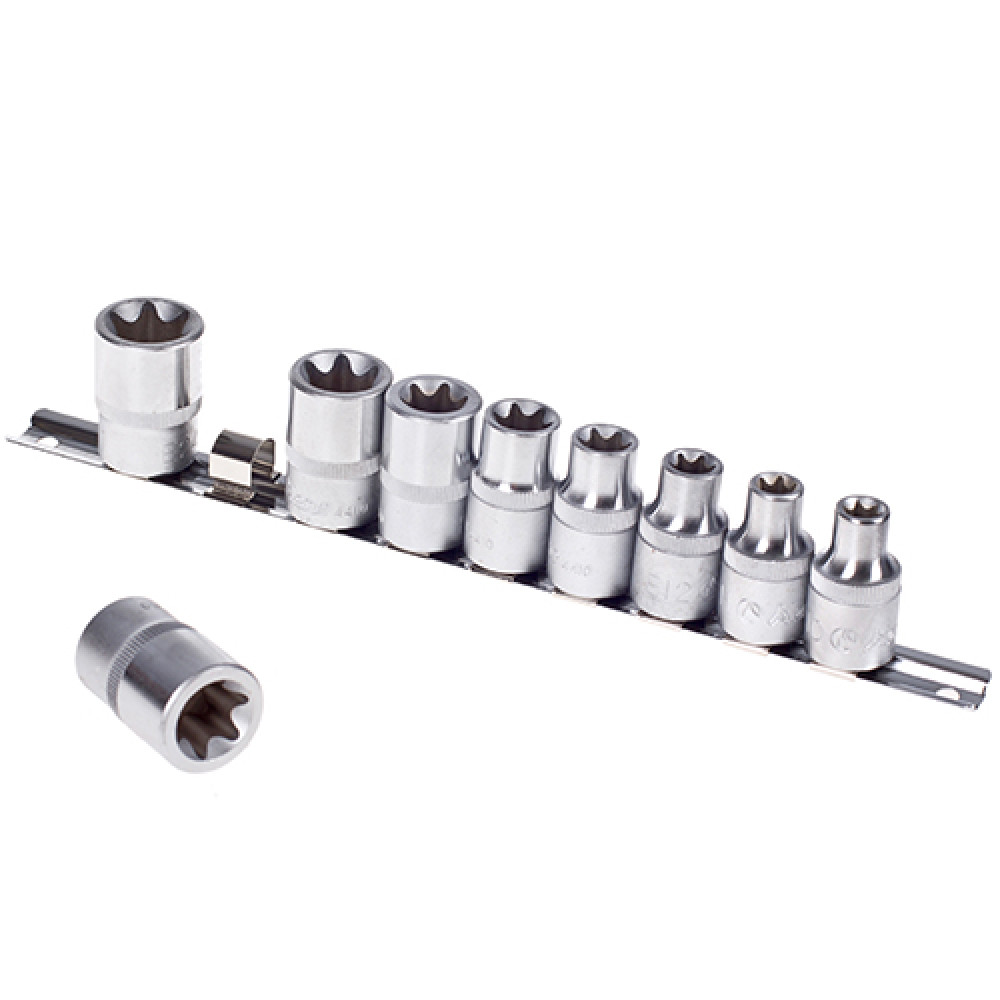 HANS. Набор торцевых головок внешний торкс 1/2"DR Е10-Е24, 9предм.блистер (46410-9C)