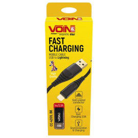 Кабель  VOIN CC-4201L BK USB - Lightning 3А, 1m, black (быстрая зарядка/передача данных)