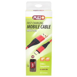 Кабель  VOIN CC-4201C RD USB - Type C 3А, 1m, red (быстрая зарядка/передача данных)