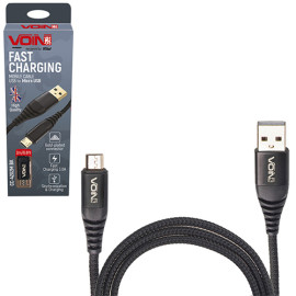 Кабель  VOIN CC-4202M BK USB - Micro USB 3А, 2m, black (быстрая зарядка/передача данных)