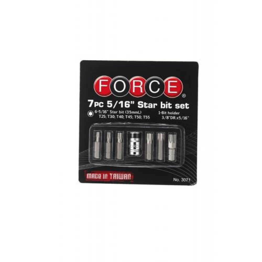 5/16" Набор бит Torx с держателем 7 пр в блистере  (FORCE 3071)