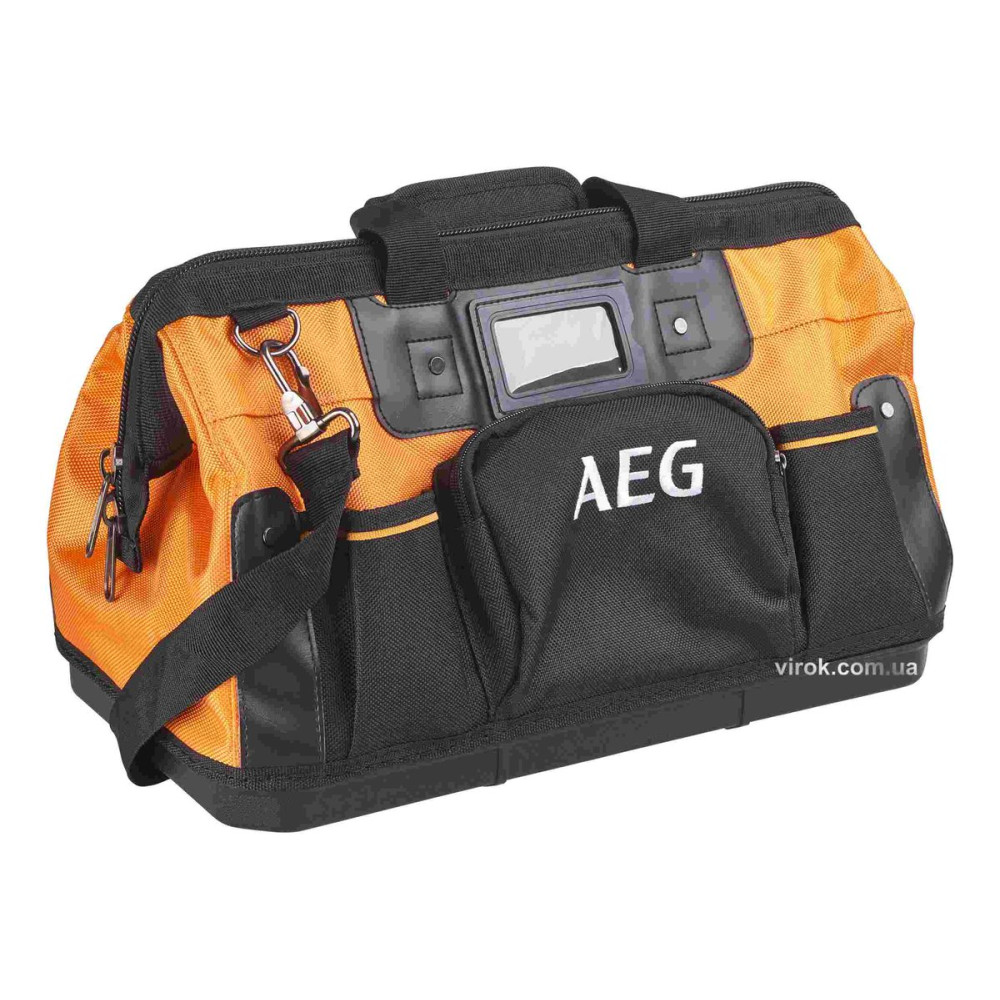 Сумка для інструментів поліестерова AEG : 8 внутрішніх секцій, 7 зовнішніх кишень, 42 х 23 х 30 см