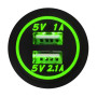 Автомобильное зарядное устройство 2 USB 5V2.1A  5V1A 12-24V врезное в планку  NEW (10251 USB-12-24V 3,1A GRE)