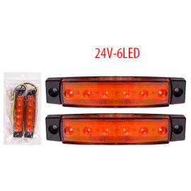 Фонарь габаритный BL-64906YL 24V/6LED/96х20mm/2шт (BL-64906 24V-Yellow)