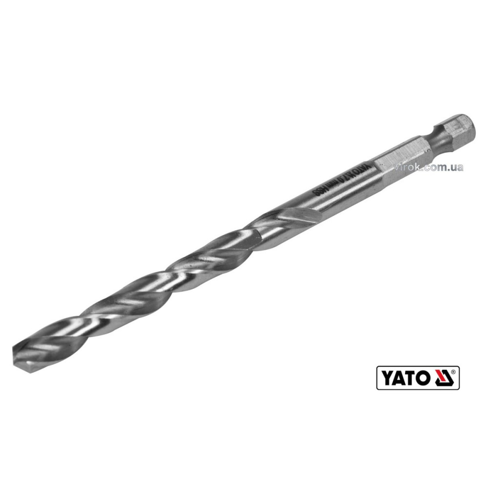 Свердло по металу YATO: HSS6542, Ø=7мм, HEX-1/4", l=109/69мм,для нержав. конструкт.,легов.сталі(DW)