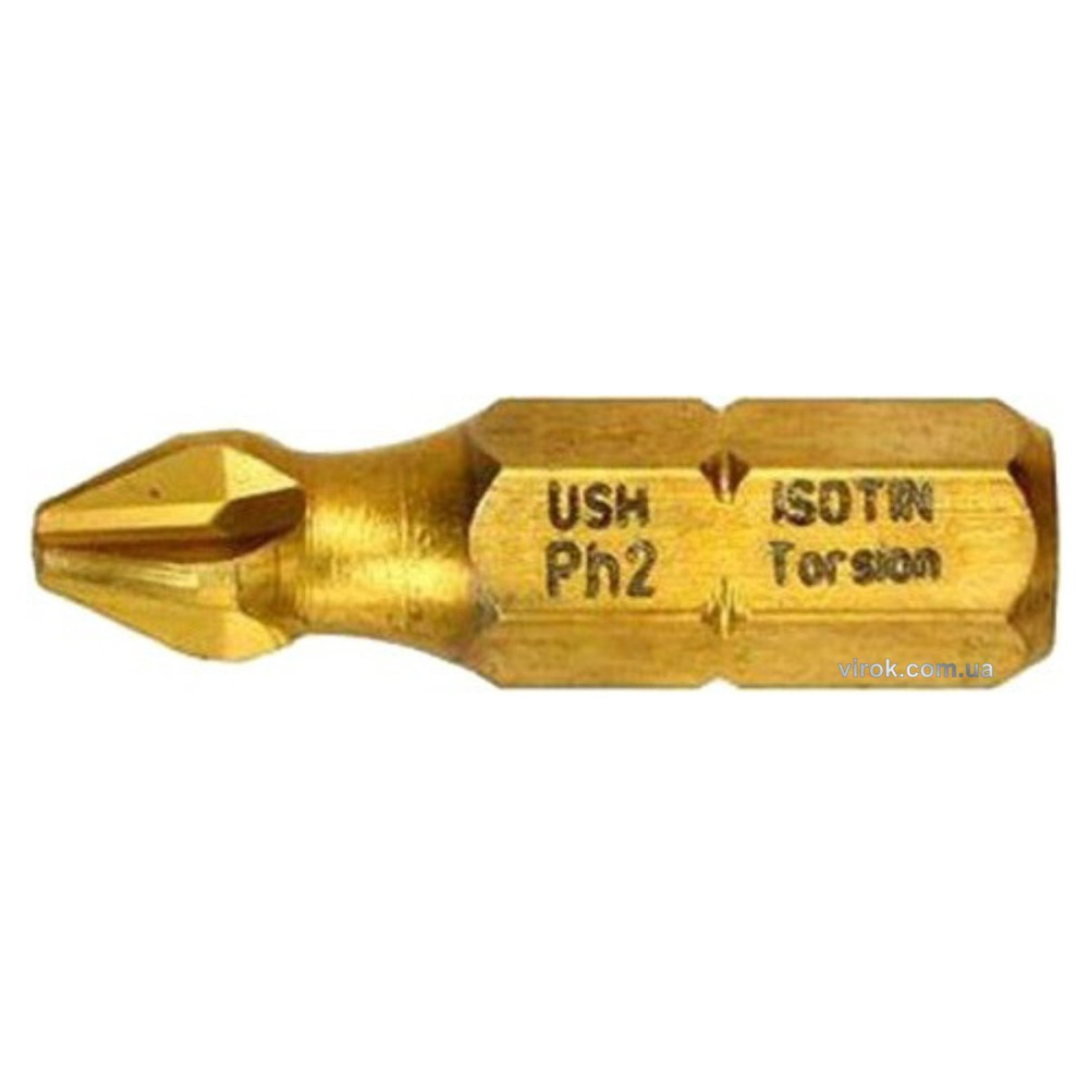 Насадка викруткова USH ISOTIN : Phillips PH3 x 25 мм. Torsion, титанове покриття. Уп. 10 шт.