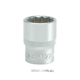 Головка торцева 12-гранна YATO : квадрат 1/2", М= 22 мм, L= 38 мм [12/120/240]