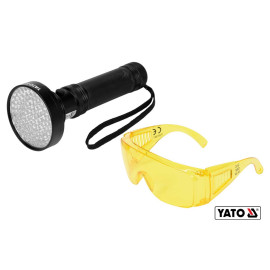 Фонарь ультрафиолетовый с очками для проверки банкнот YATO : 100LED, 6 x AA, 395 нм YT-08582