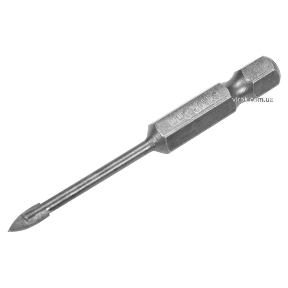 Свердло по склу і кераміці STHOR : YG6X, HEX-1/4", Ø= 3 x 60 мм [125/500]