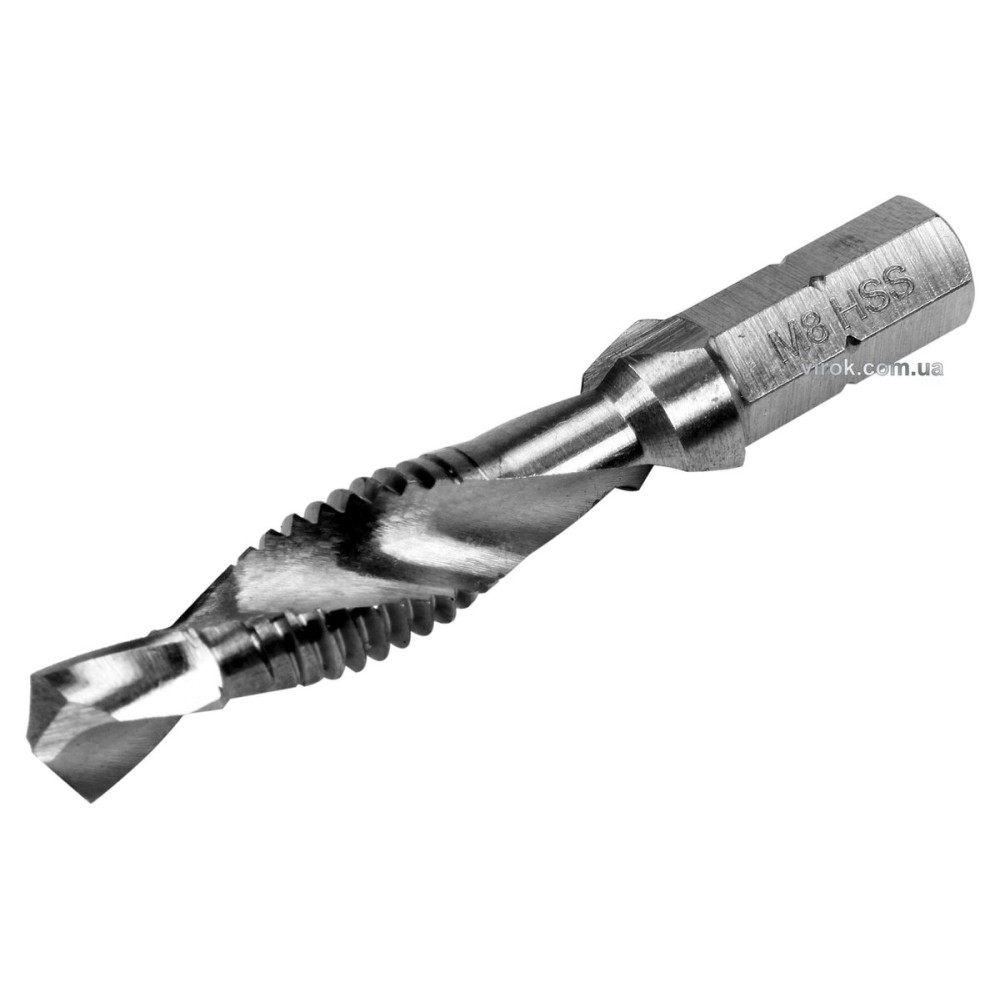 Свердло-мітчик YATO М8 х 1.25 мм, HSS М2, HEX-1/4", l= 51/11 мм [20/200]
