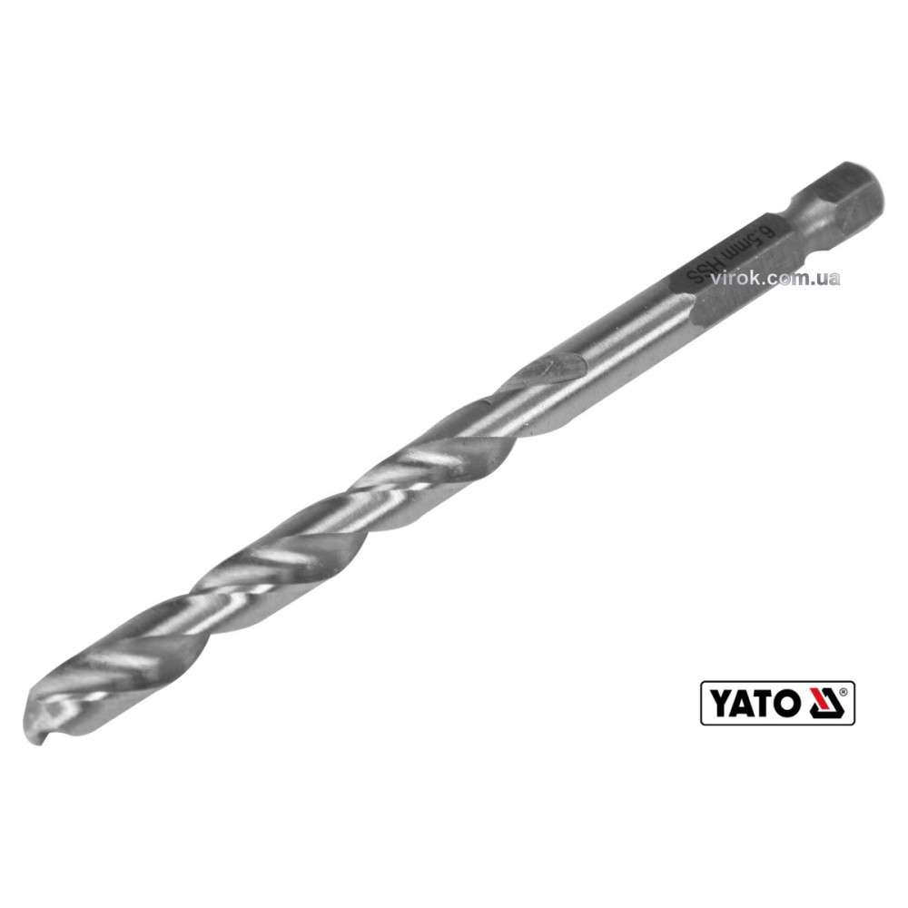 Свердло по металу YATO: HSS6542, Ø=6.5мм, HEX-1/4",l=101/63мм,для нержав.,конструкт.,легов.сталі(DW)