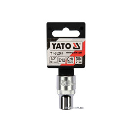 Головка торцева YATO : TORX E12, квадрат 1/2", CrV, DIN 2124 [Блістер] [6/180]