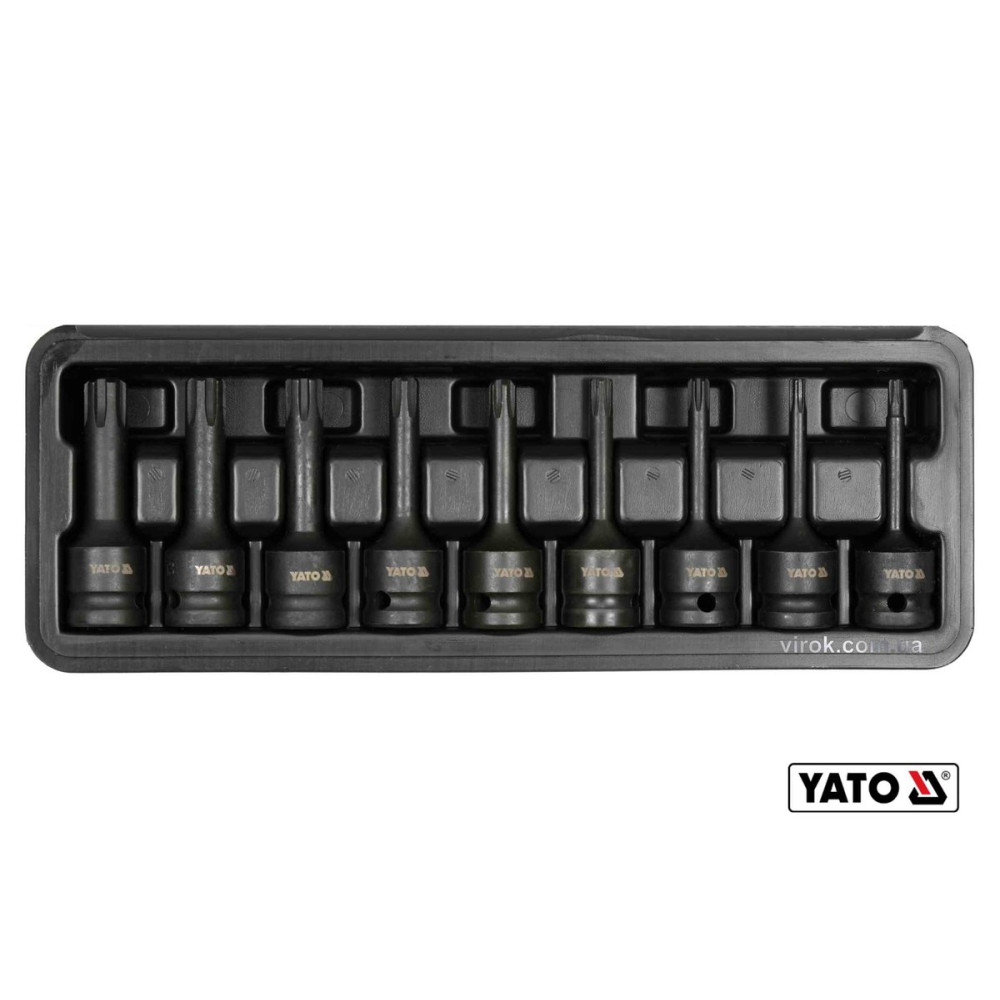 Набір насадок викруткових ударних YATO : RIBE M5-M14.  квадрат 1/2" CrMo, 9 Од + кейс [10]