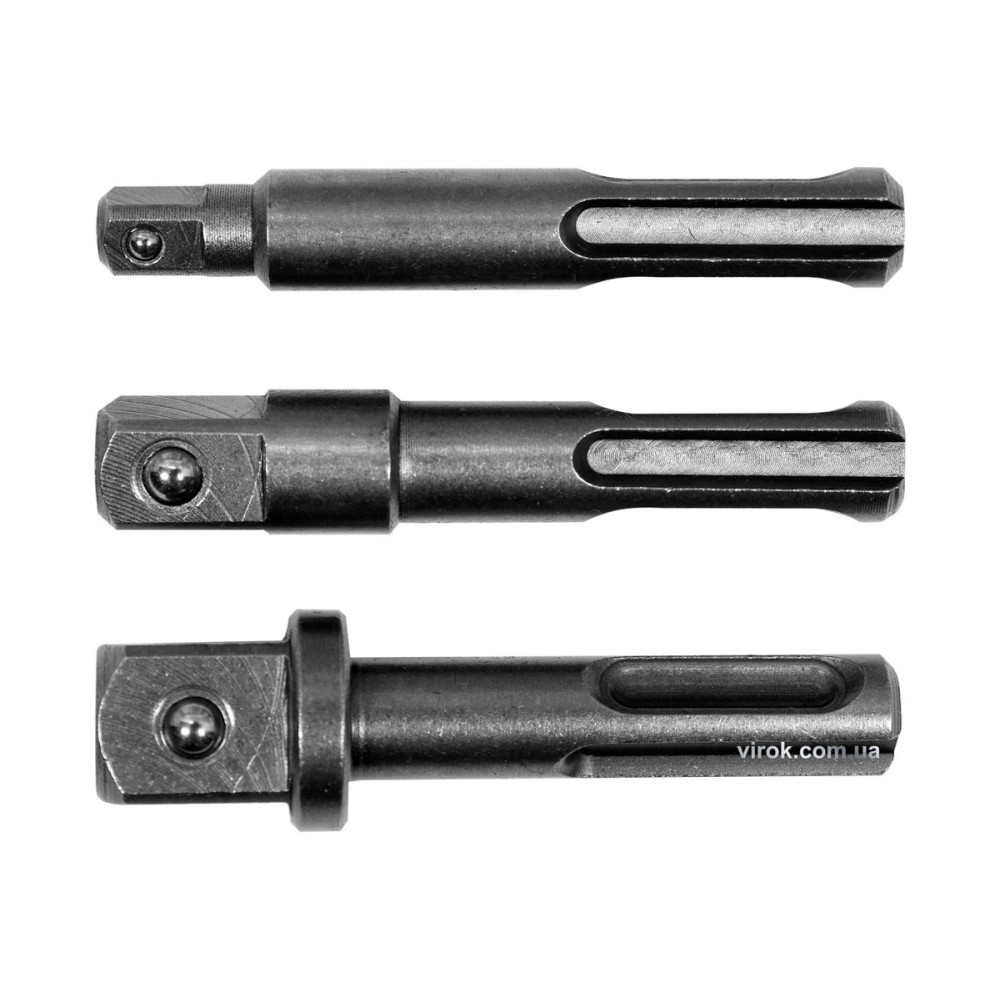 Тримачі-адаптери торцевих головок YATO : SDS+ - квадрат 1/4", 3/8", 1/2", 3 шт. [20/100]