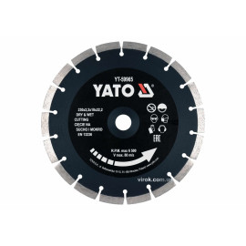 Диск відрізний алмазний по каменю і бетону YATO Ø=230x2.2x10x22.2 мм, в мокрому і сухому режимі YT-59965