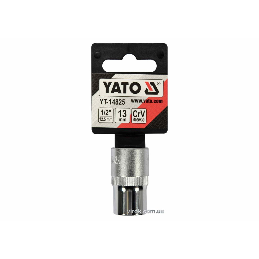 Головка торцева YATO : квадрат 1/2", SPLINE M13 мм, L= 38 мм. CrV [Блістер] [10/200]