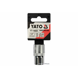 Головка торцева YATO : квадрат 1/2", SPLINE M13 мм, L= 38 мм. CrV [Блістер] [10/200]