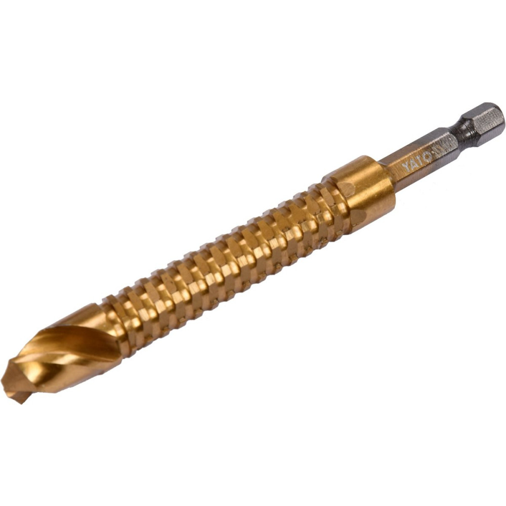 Свердло фрезерувальне по металу YATO : HSS-TIN, Ø= 12 мм, l= 115 мм, HEX - 1/4" [50/200]