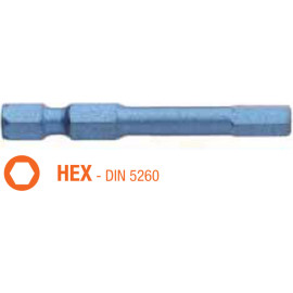 Насадка викруткова ударна USH Blue Shock : HEX 5 x 50 мм шестигранна подовжена, Уп. 5 шт.