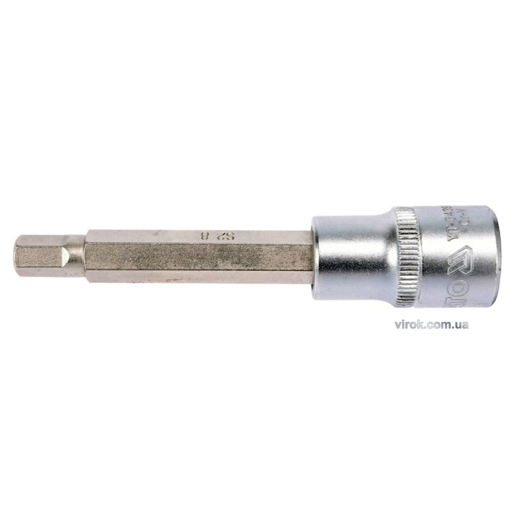 Головка торцева з насадкою HEX YATO : квадрат 1/2". HEX M8, L= 100 мм. подовжена [20/120]
