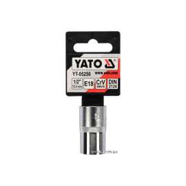 Головка торцева YATO : TORX E18, квадрат 1/2", CrV, DIN 2124 [Блістер] [6/180]