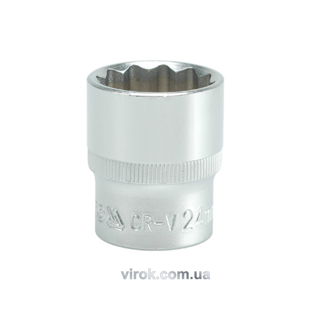 Головка торцева 12-гранна YATO : квадрат 1/2", М= 24 мм, L= 38 мм [12/60/120]