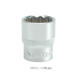 Головка торцева 12-гранна YATO : квадрат 1/2", М= 24 мм, L= 38 мм [12/60/120]
