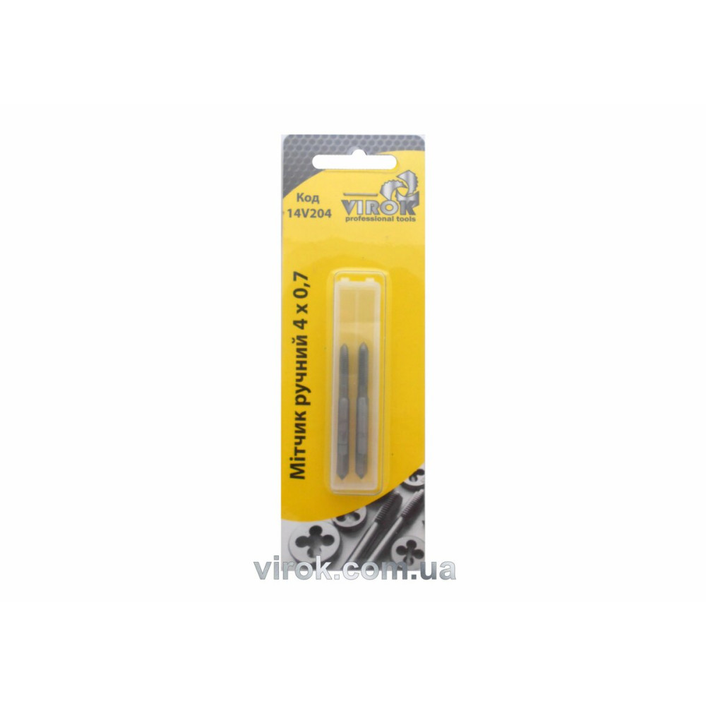 Мітчик VIROK М4 х 0,7; 2 шт.(№1+№2) сталь 9ХС. DIN 2181. ГОСТ 3266-81.