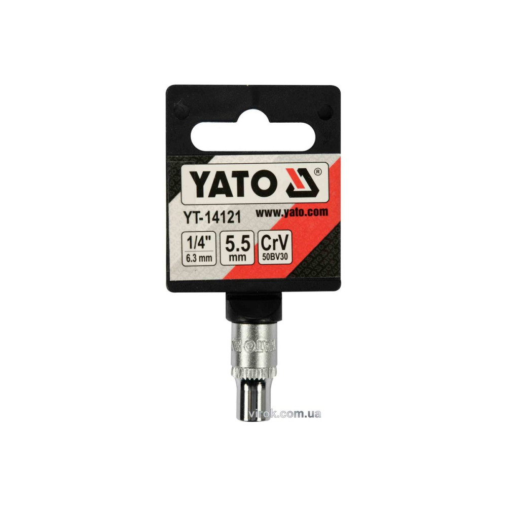 Головка торцева 6-гранна YATO : квадрат 1/4", М5.5, CrV [Блістер] [12/360]