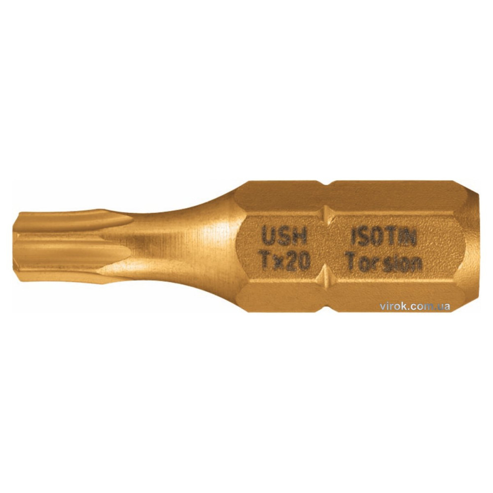 Насадка викруткова USH ISOTIN : TORX T30 x 25 мм. Torsion, титанове покриття. Уп. 10 шт.