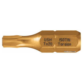 Насадка викруткова USH ISOTIN : TORX T30 x 25 мм. Torsion, титанове покриття. Уп. 10 шт.