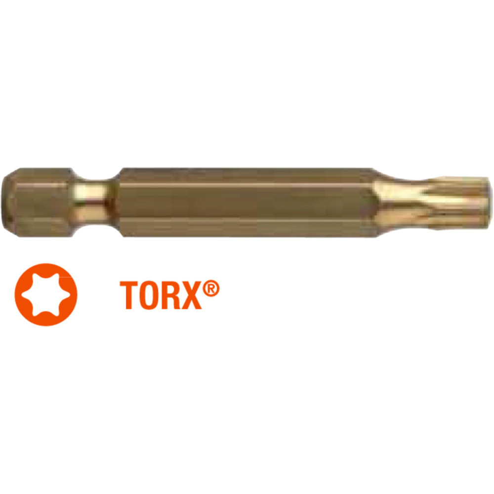 Насадка викруткова USH ISOTIN : TORX T10 x 50 мм Torsion. титанова подовжена, Уп. 10 шт.