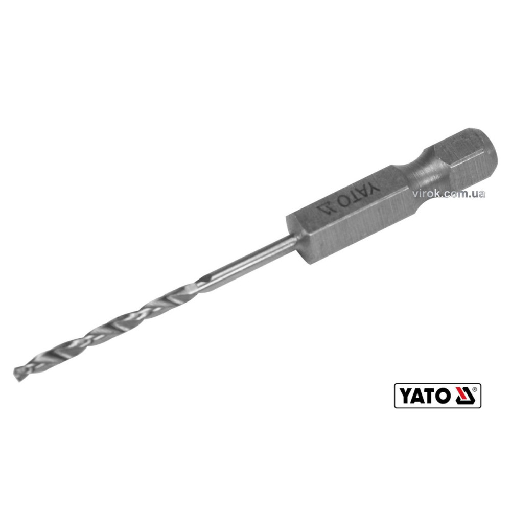 Свердло по металу YATO: HSS6542, Ø=2мм, HEX-1/4", l=57/26мм, для нержав., конструкт.,легов.сталі(DW)