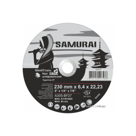Диск шліфувальний по металу SAMURAI ТМ VIROK : A30S-BF27, Ø= 230х22.23 мм, t= 6.4 мм