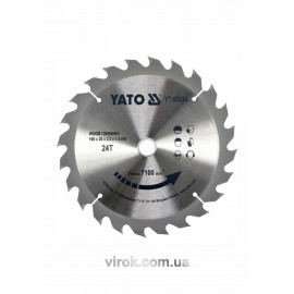 Диск пиляльний победітовий по дереву YATO: 190х20x2.2x1.5 мм, 24 зубці, R.P.M. до 7100 1/хв [10]