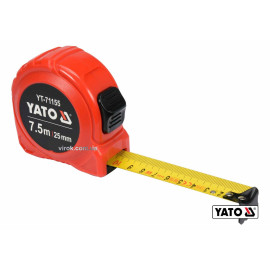 Рулетка YATO: L=7.5мx25мм, з сталевою стрічкою, нейлоновим покриттям, подвійним блокуванням YT-71155