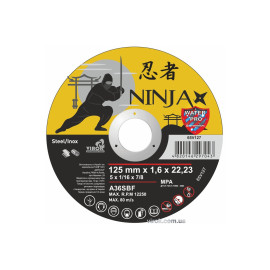 Диск відрізний по металу/нержав. сталі NINJA : Ø= 125 х 22.23 мм, t= 1,6 мм (25шт/уп)